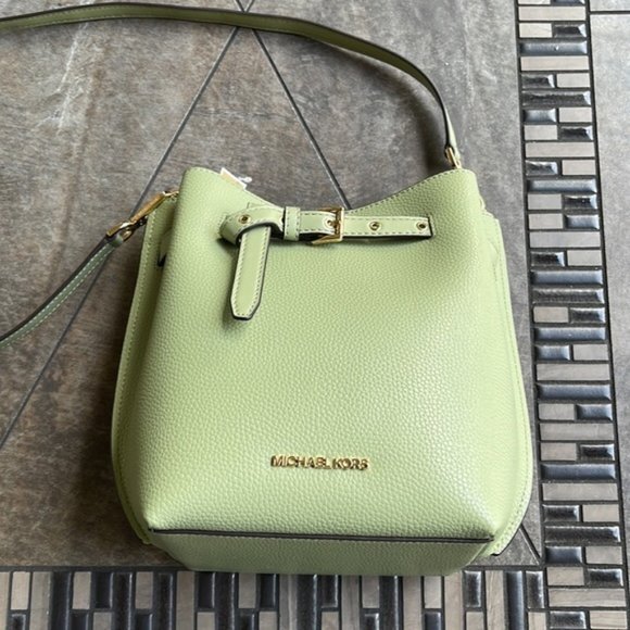 Michael Kors Handbags - Michael Kors Emilia Small Bucket Bag Messenger Leather Light Sage